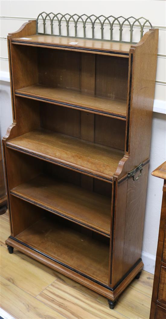 A 19th century oak waterfall bookcase W.62cm